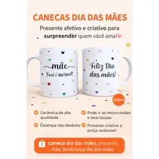 Caneca Dia das Mães Personalizada 325ml | Presente Criativo para Mãe