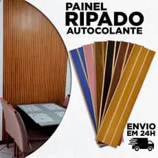 Placas Painel Ripado MDF Autocolante 45x11cm – Revestimento Decorativo Premium para Parede