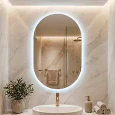 Espelho Oval Lapidado Decorativo Grande Com Suporte - Banheiro, Quarto, Sala Moderno