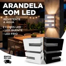 Luminária Arandela de Parede Moderna Interna e Externa - Com LED - Fácil Instalação