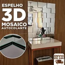 Espelho Decorativo Vidro 3D Painel Adesivo Autocolante | Mosaico para Ambientes Modernos
