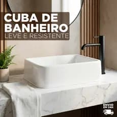Cuba para Lavabo e Banheiro Retangular Branca e Preta Design Moderno Poliestireno Resistente Top
