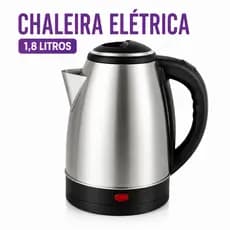 Chaleira Elétrica 1,8 Litros Inox 127V 220V Base Giratória 360° Desligamento Automático Café e Chá