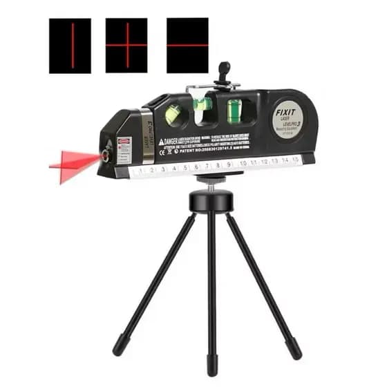 Nível a Laser 3 em 1 com Trena 2,5m, Tripé e Régua – Level Pro 03 Alinhador Horizontal e Vertical