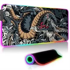 Mouse Pad Gamer Grande Tecido Dragão Louco Speed Borda Led 13 Cores RGB Forte Impermeável Original