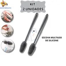 Escova de Silicone Limpa Lava Copo Garrafa Mamadeira Taça Multiuso Kit Escova Unidade