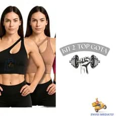 Top Academia Feminino Kit 2 Top Com bojo Feminino Cropped Suplex