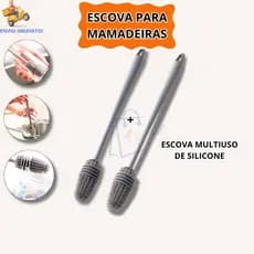 Kit 2 Escova De Lavar Garrafas Mamadeiras De Silicone Lava Copos Multiuso