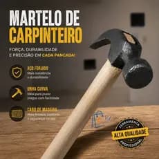 Martelo Unha Aço Forjado Cabo Madeira 29cm Profissional Carpinteiro Resistente Ferramenta Martelo Para Construção