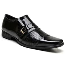Sapato Social Masculino Preto Verniz com Detalhe em Metal Elegância e Estilo