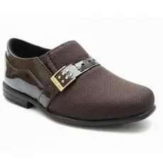 Sapato Social Infantil Masculino Café Verniz Super Confortavel