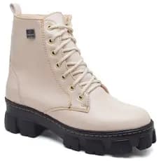 Coturno Feminino Bege Sintético Premium com Zíper Lateral e Solado Tratorado - Conforto e Estilo