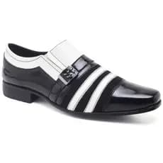Sapato Social Masculino Verniz Preto Branco Elegance