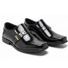 Sapato Social Infantil Masculino Preto Verniz Super Confortavel
