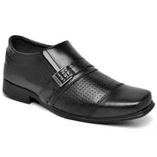 Sapato Social Masculino Preto Fosco com Detalhe em Metal Super Confortavel Dia a Dia