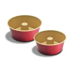 Jogo 2 Formas Com Tubo Antiaderente Cereja para Bolo 18 e 20 cm