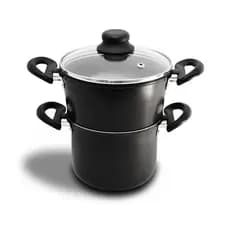 Panela a Vapor Teflon 3 em 1 Cuscuz e Legumes - Fervedor N°14 Preto