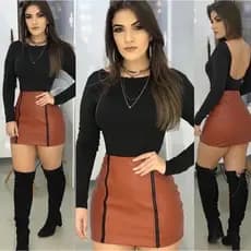 Body Manga Longa Bori Preto Tendência Moda Feminina Moda Blogueira.