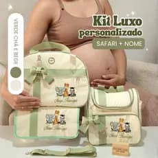 Kit Bolsa Maternidade Personalizado Menino - TEMA SAFARI + NOME