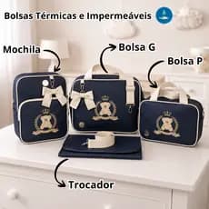 Kit Luxo Premium Bolsa Maternidade 4 peças Reforçado Saída Maternidade Resistente Cor Azul Marinho Rosé Rosa Lilás Verde