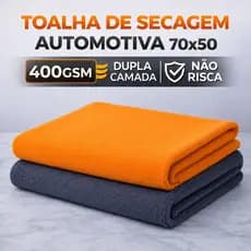 Pano Microfibra, Secagem Automotivo 70x50 400GSM Dupla Camada 1, 2  ou 3 Unidades Secagem Rápida