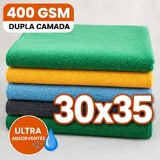 Kit 4 ou 6 Panos 400 GSM Microfibra Dupla Camada 30x35cm - Alta Absorção