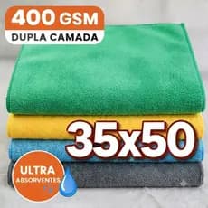 ​Kit 2 ou 4 Toalhas Microfibra 400gsm Dupla Camada 35x50cm - Alta Absorção