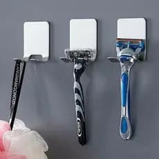 Suporte Barbeador Lâmina de Barbear Gancho de Parede Multiuso Banheiro Lavanderia Inox Cabide Adesivo Para Toalha Gillette Pendurar Bolsas e Utensílios