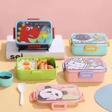 Kit Marmita Infantil 600ml com Molheira e Talher – Lancheira para Escola com Estampas Infantis