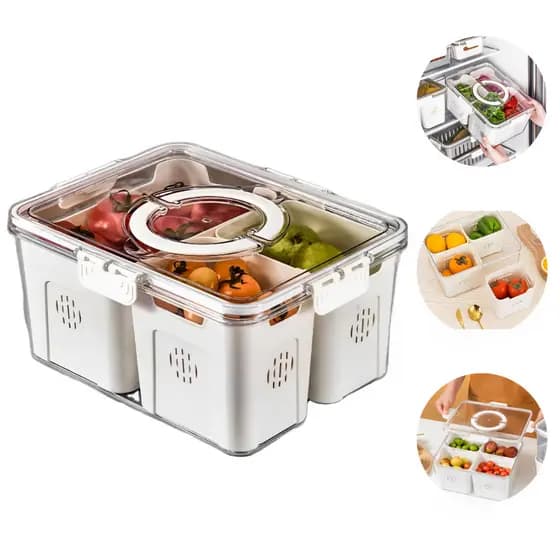 Cesto Organizadores Geladeira Organizador de Alimentos Vegetais Para Cozinha 7,6L Pote Hermético