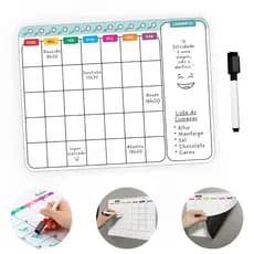 Ima Geladeira Planner Magnético Semanal Mensal Quadro Calendário Lembrete Recado Anotação Caneta