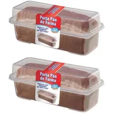 Kit 2 Porta Pão de Forma 3,3L Retangular com Tampa 33x15x15 Transparente - Usual Utilidades