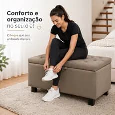 Sapateira Organizadora Bau Recamier Armazenamento Interno Solteiro 90cm Veludo Pes de Madeira