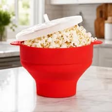 Pipoqueira Micro-ondas Microondas Balde Silicone com Tampa Livre BPA Redonda Grande Pipoca Sem Óleo