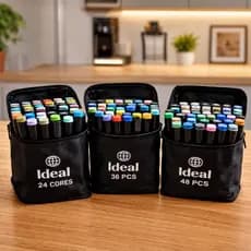 Kit Canetinhas Coloridas 24 36 48 Cores Hidrográficas Estojo Escolar Infantil Portátil Pintar Caneta