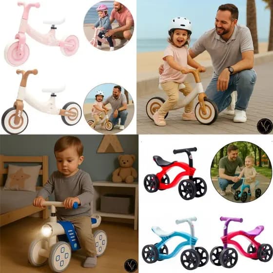 Bicicleta Infantil de Equilíbrio Sem Pedal Balance Bike Com 2 ou 4 Rodas em 3 Modelos para Crianças