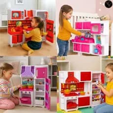 Cozinha Completa Infantil de Brinquedo Grande 83cm Geladeira Fogão Coifa Pia Microondas 6 Modelos