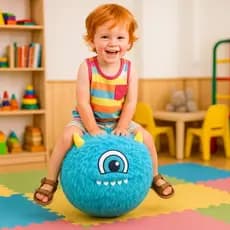 Bola Saltitante 45cm Pelúcia Infantil Funnball Jumper Balanço Pular Equilíbrio Diversão Criança