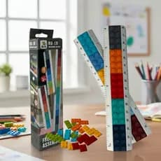 Kit 12 Réguas 30cm Blocos Encaixe Tipo Lego Coloridos Infantil Educativo Construção Criativa Escolar