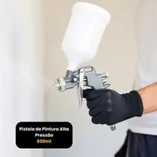 Pistola Pintura Alta Pressao Reservatorio 600ml Aplicador Spray Profissional