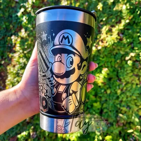 Copo Térmico SUPER MARIO  Personalização em 360 Graus 473 ML Personalizado Time
