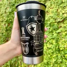 Copo Térmico Inox Exclusivo  360º Graus° 473 ML  BOTAFOGO  TAMPA E ABRIDOR 473 ML