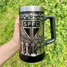 Caneca de Chopp SÃO PAULO em Aço Inox 710ml – Térmica com Arte 360º Gravada
