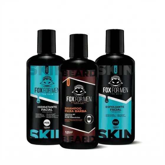 Kit Shampoo Para Barba Fox For Men | Pré e Pós Barba Linha Skin