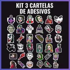 Kit Adesivos Decorativos Estilo Coringa para Moto, Carro, Capacete e Bike com 48 Unidades
