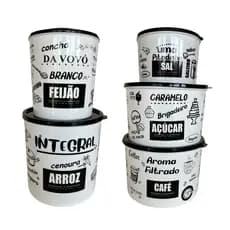 Porta 5 Mantimentos Conjunto 5 Potes Tempero Reforçado Cozinha Organização