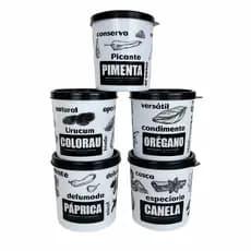 Kit 5 Potes Plásticos Porta Condimentos Porta Temperos 200ML