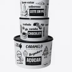 Kit 3  Pote Mantimento Leite em pó Chocolate e Açúcar