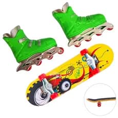 Kit Patins + Skate de Dedo X-Trick Art Brink Brinquedo Radical Divertido Crianças