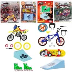 Kit 4 Brinquedos - Bicicleta Moto Patins e Skate de Dedo - Brinquedo Radical Divertido Criança